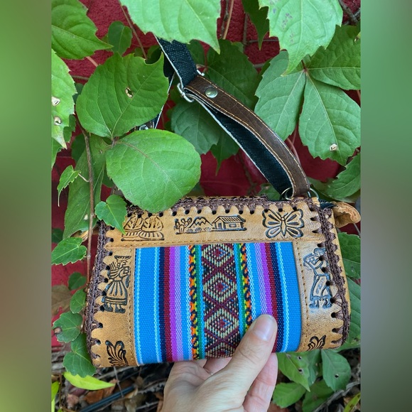 Mini Bohemian Crossbody Purse . Tooled Leather - Picture 2 of 2